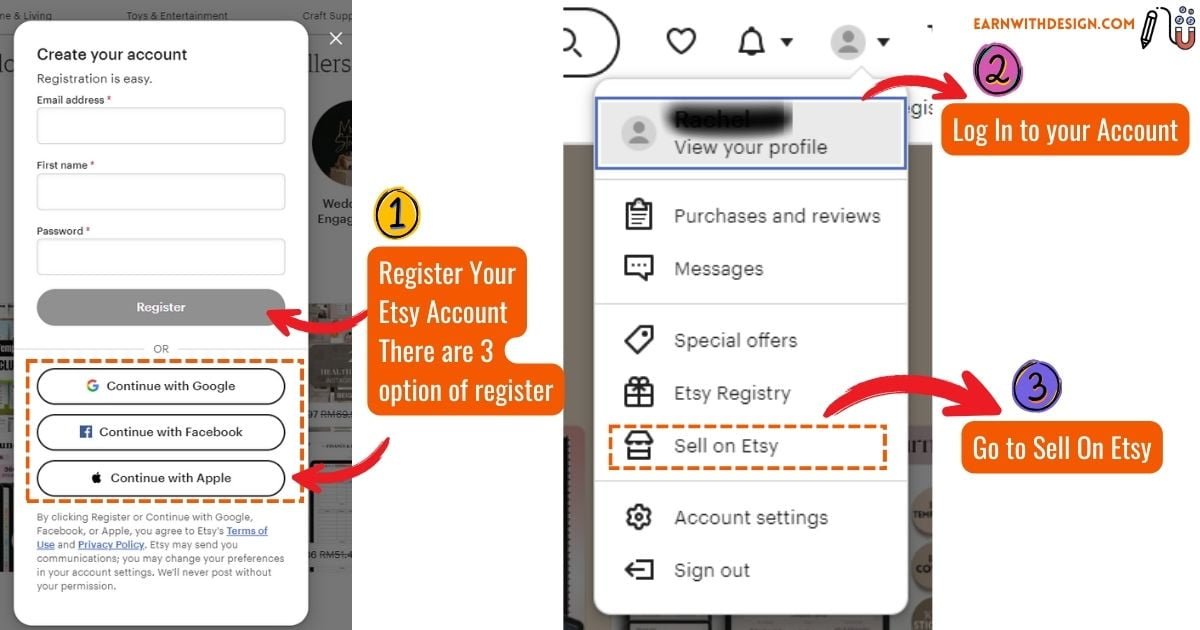 step-by-step register etsy account