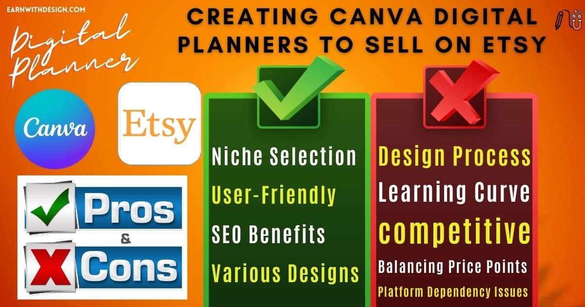 pros and cons design with canva digital planner and sell on etsy