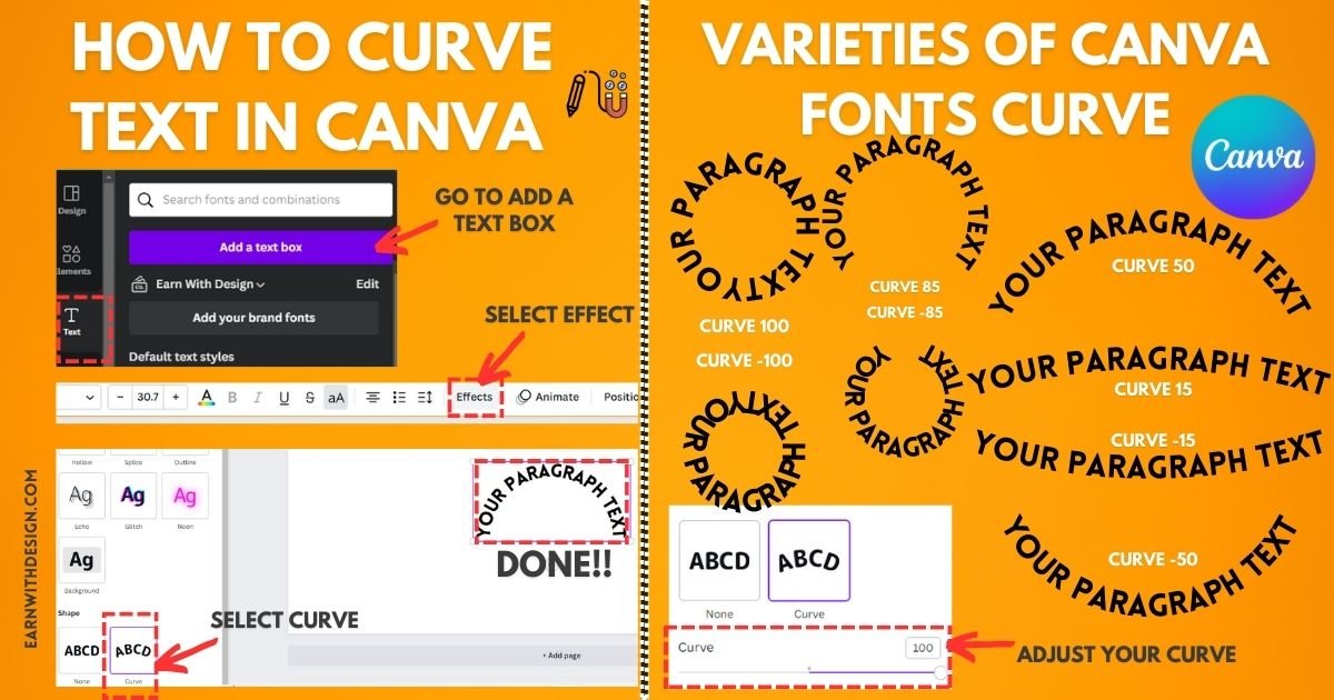 how to curve your canva text step-by-step