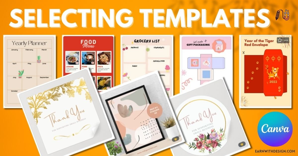 selecting templates select template canva for printable to make money online