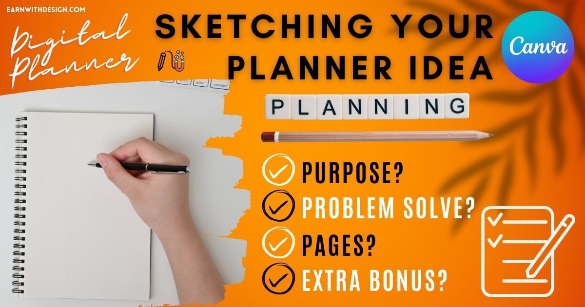 sketching your digital planner idea to sell at etsy with canva