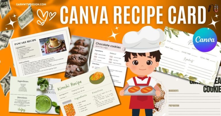how to create editable canva recipe card and make money online