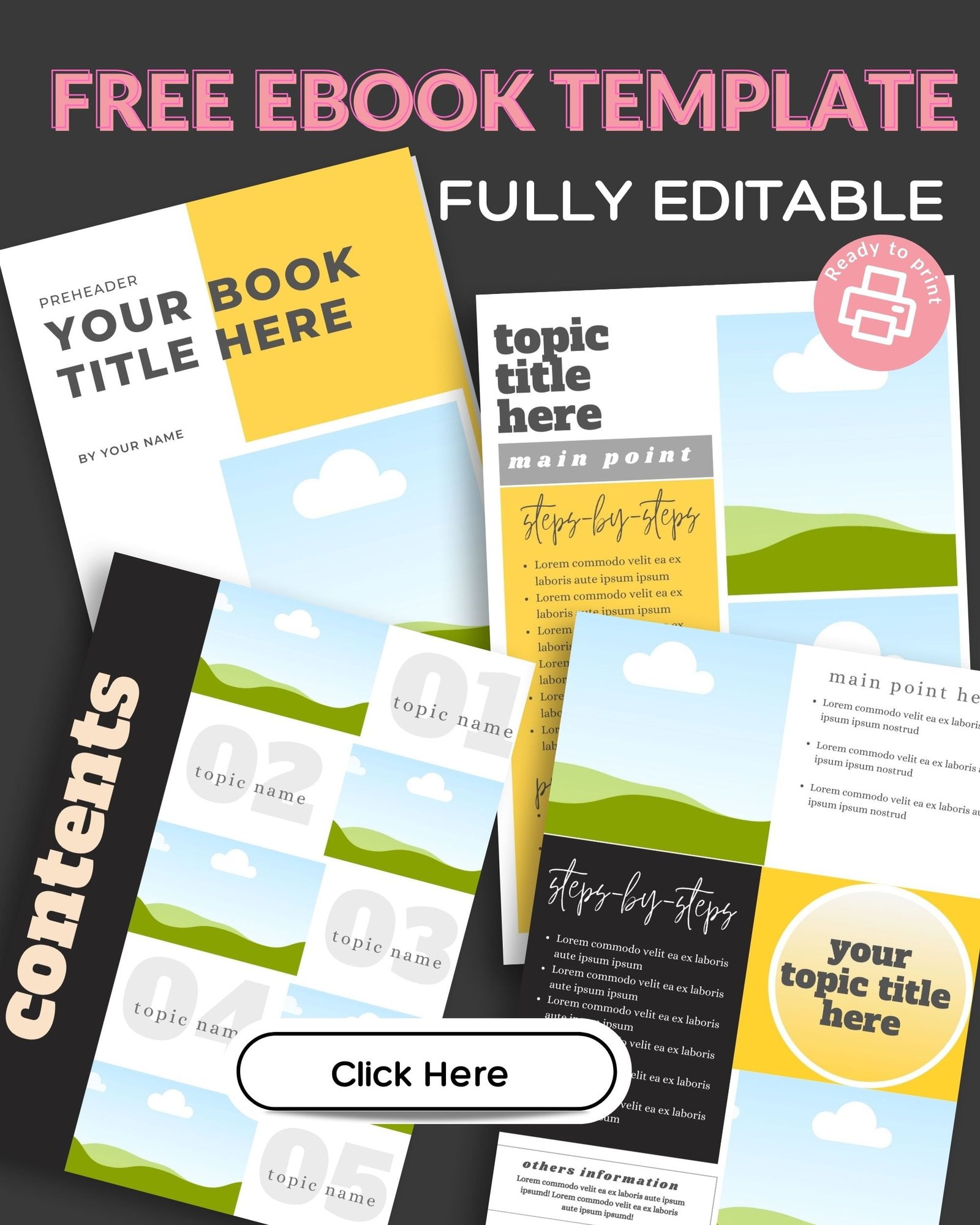 FREE Ebook Template Mockup to make money online with canva