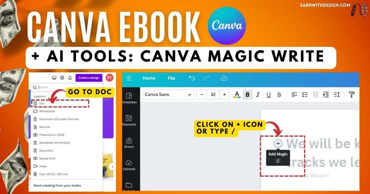 canva ebook AI TOOLS_ CANVA MAGIC WRITE to make money online 1
