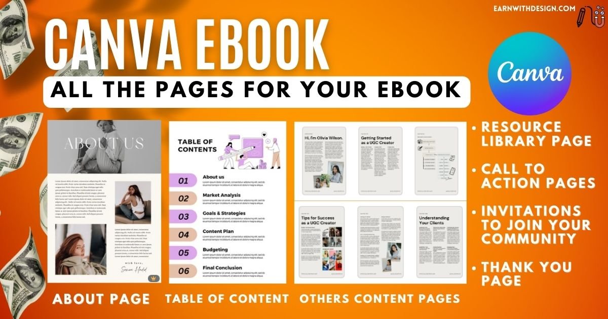 canva ebook all the pages to make an ebook and make money online