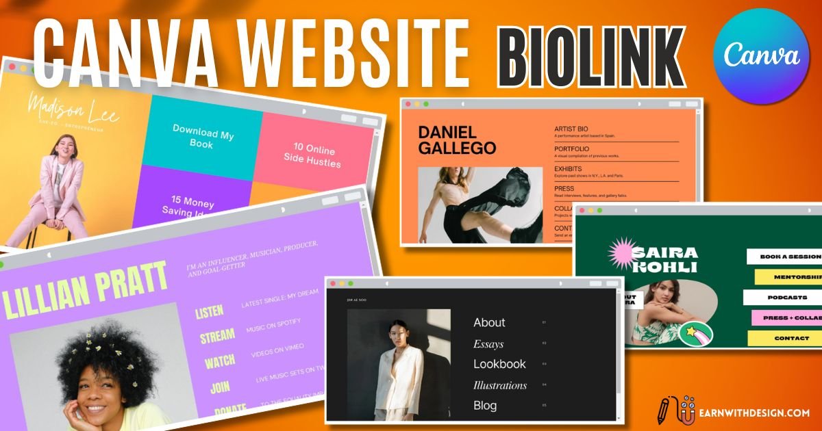 canva website bio link make money online with canva