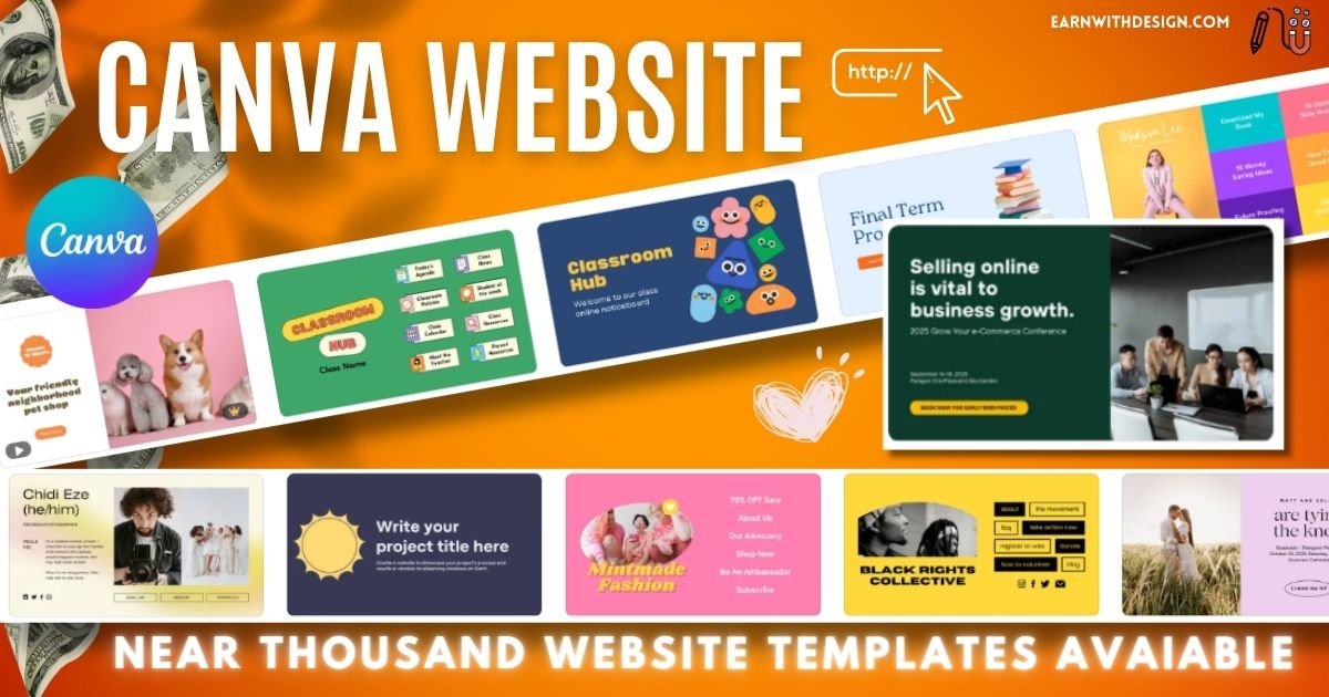 how to create and design canva website and make money online