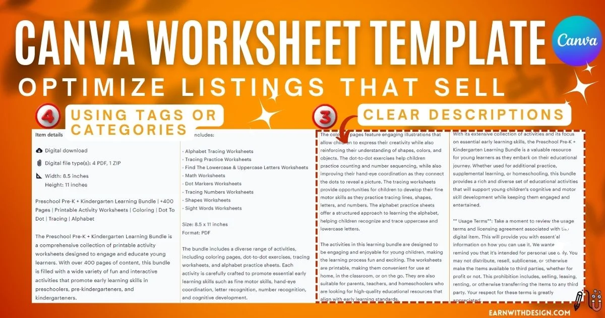 canva worksheet template optimize listing 2 canva worksheet template optimize listing clear description and tag