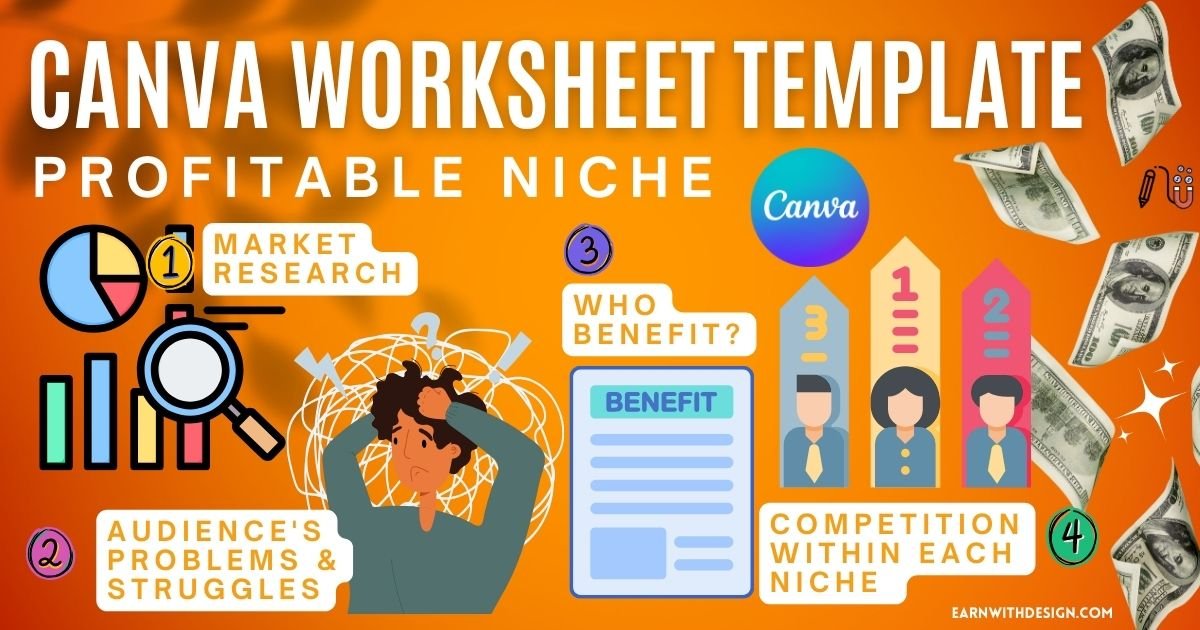 how to make money online with canva worksheet template and get profitable niche