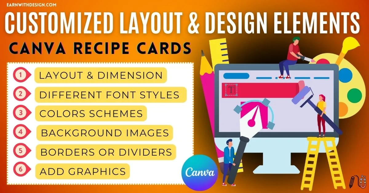 customized layout and design element for canva recipe card canva resipe card customized layout and add element