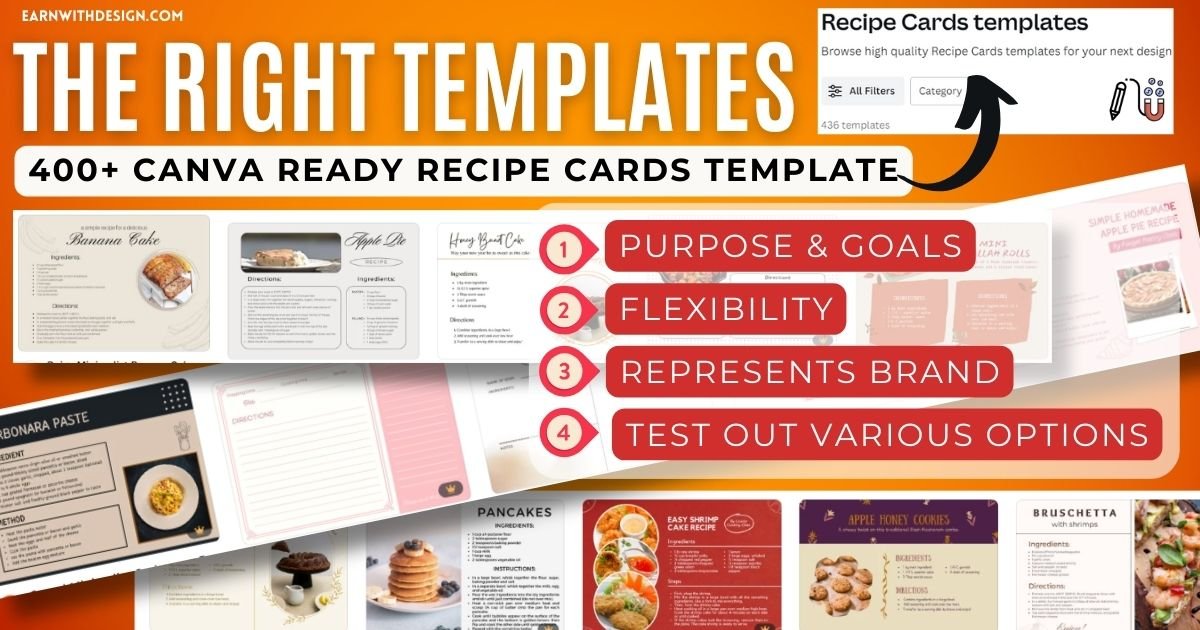 canva resipe cards variety template for customized sell online