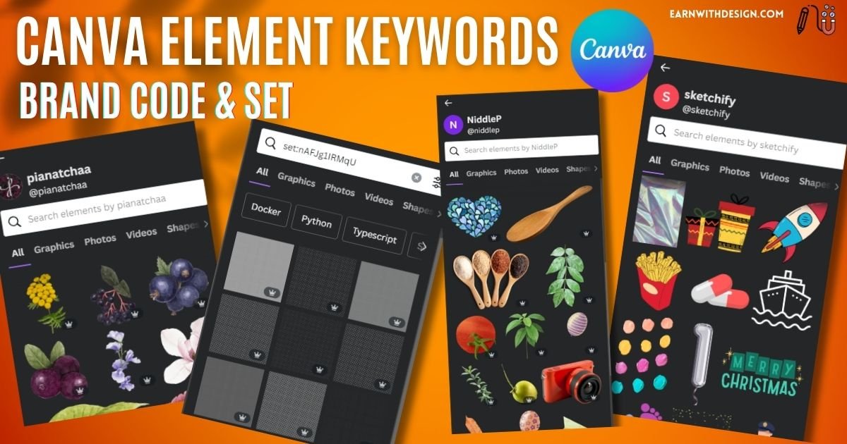 Canva element keywords brand code and Canva element keywords brand code and set code set code