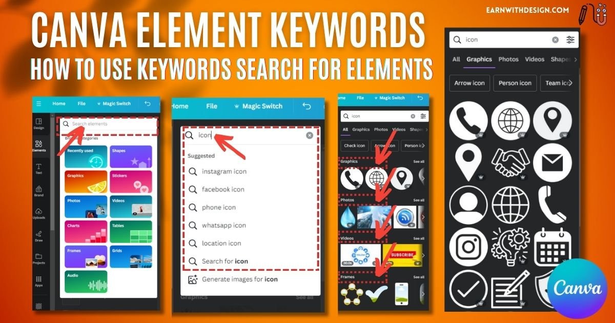 How to use canva elements keywords search bar canva element keywords perfect canva elements