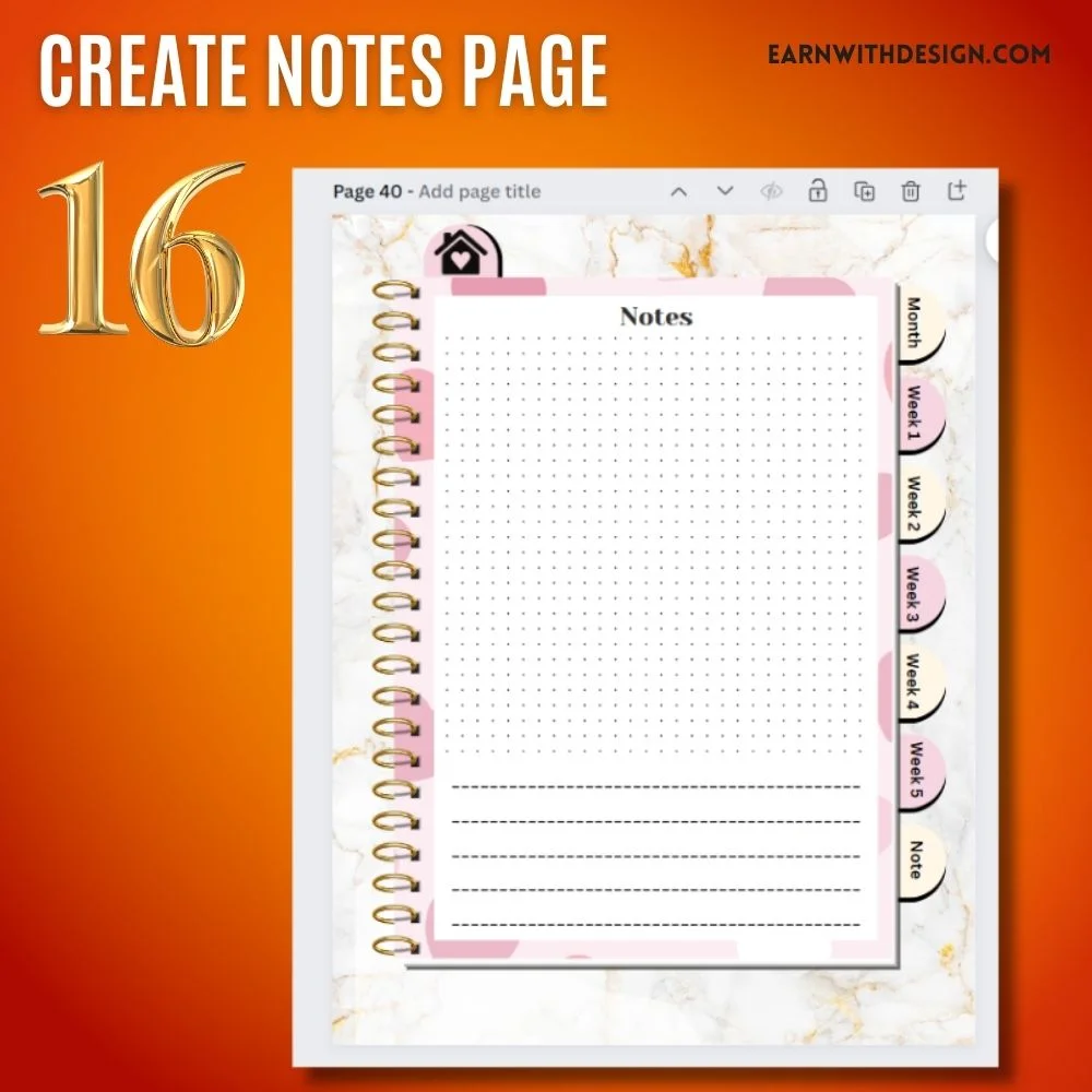 create note page for adhd digitla planner sticky notes unique features