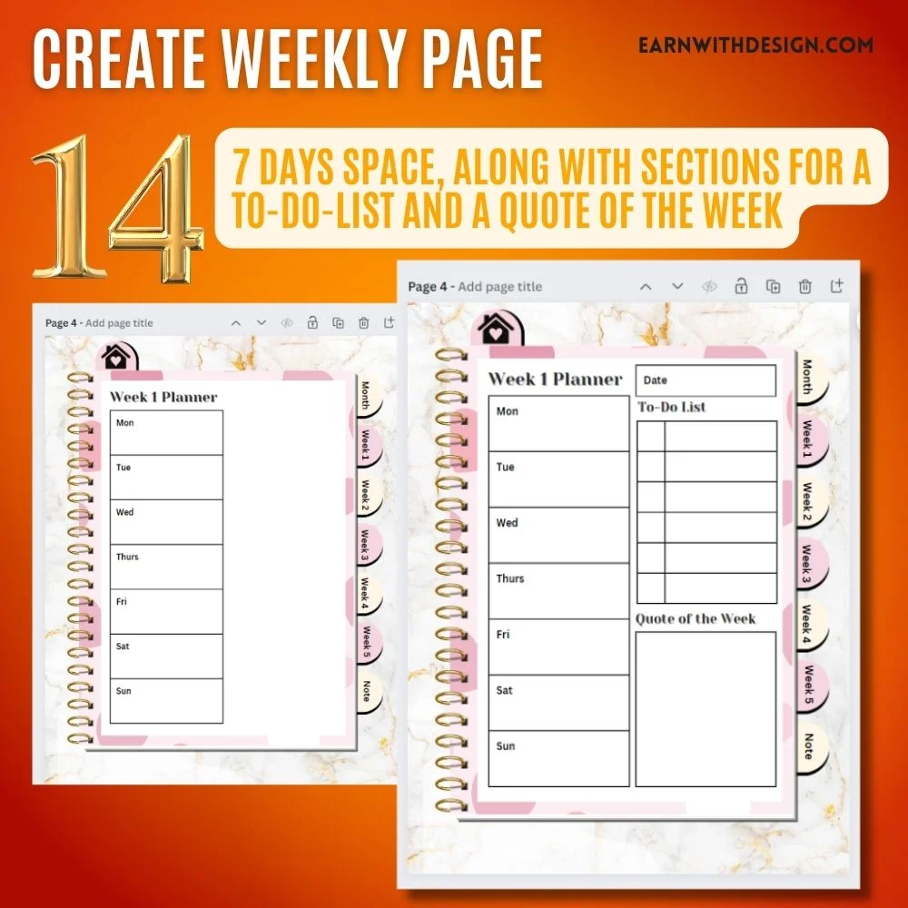 create weekly page for adhd digital planner daily planner to-do lists daily tasks