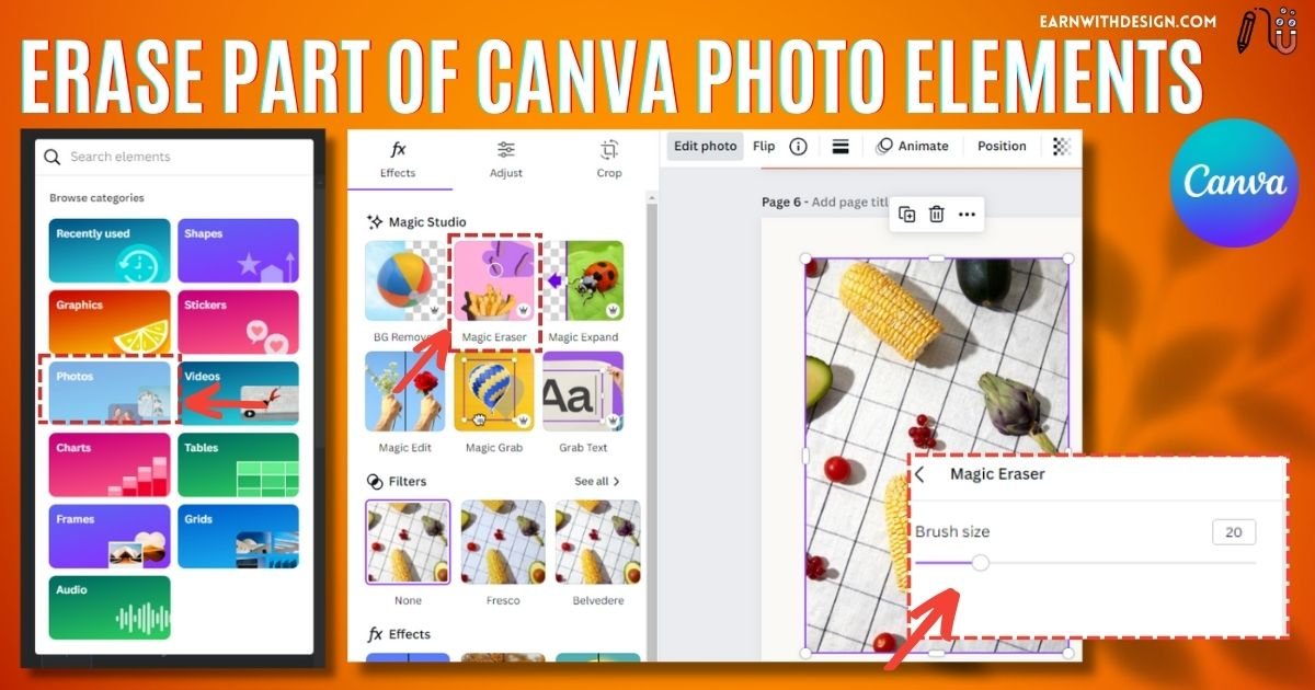 canva magic eraser canva photo elements canva delete partial elements