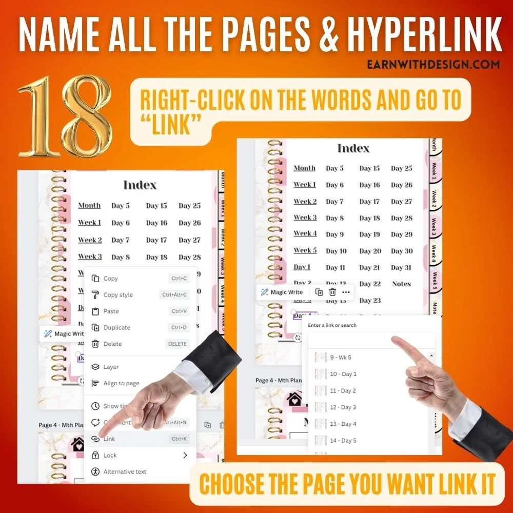 name all pages and hyperlink for digital planner best planners adhd digital planner