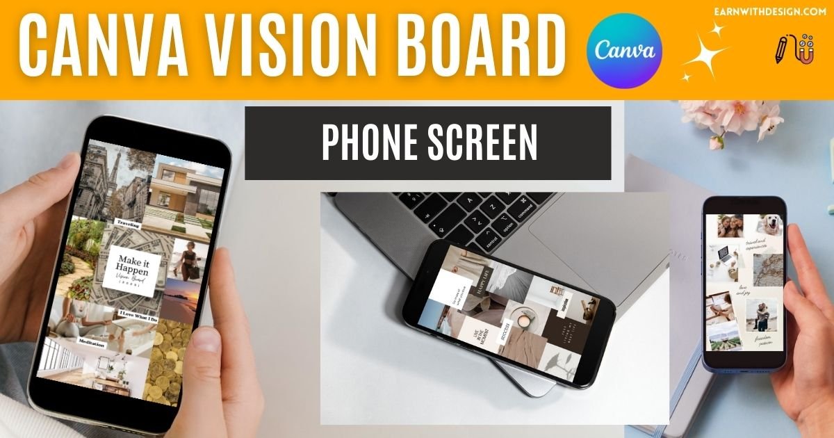 phone screen canva vision board template canva template