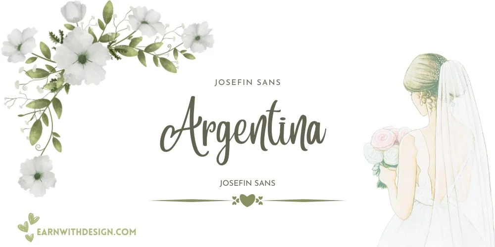 Argentina + Josefin sans unique fonts best canva font combos elegant cursive font wedding invitation card best fonts Argentina + Josefin sans