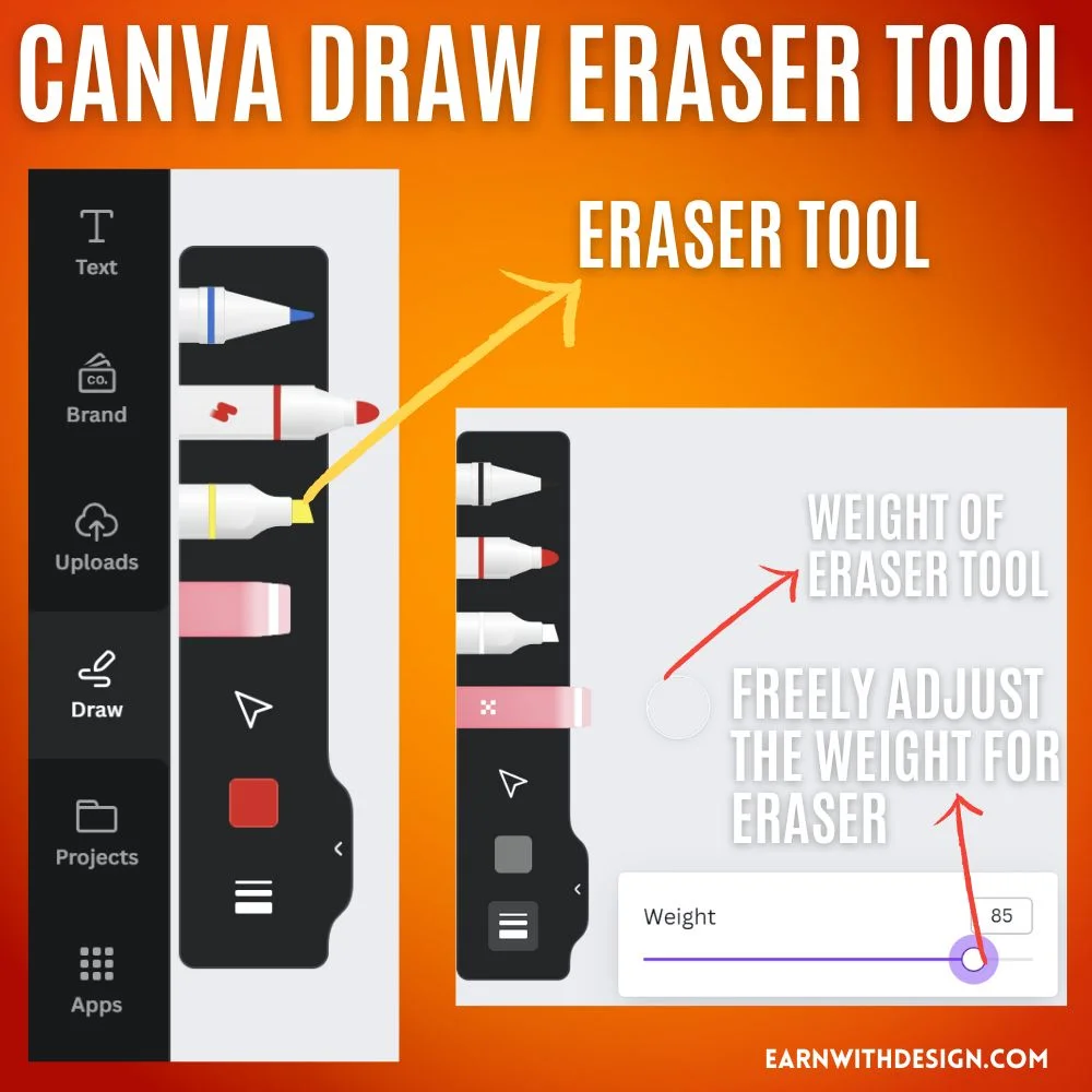 canva eraser tool eraser tool freehand drawing existing design hand-drawn elements