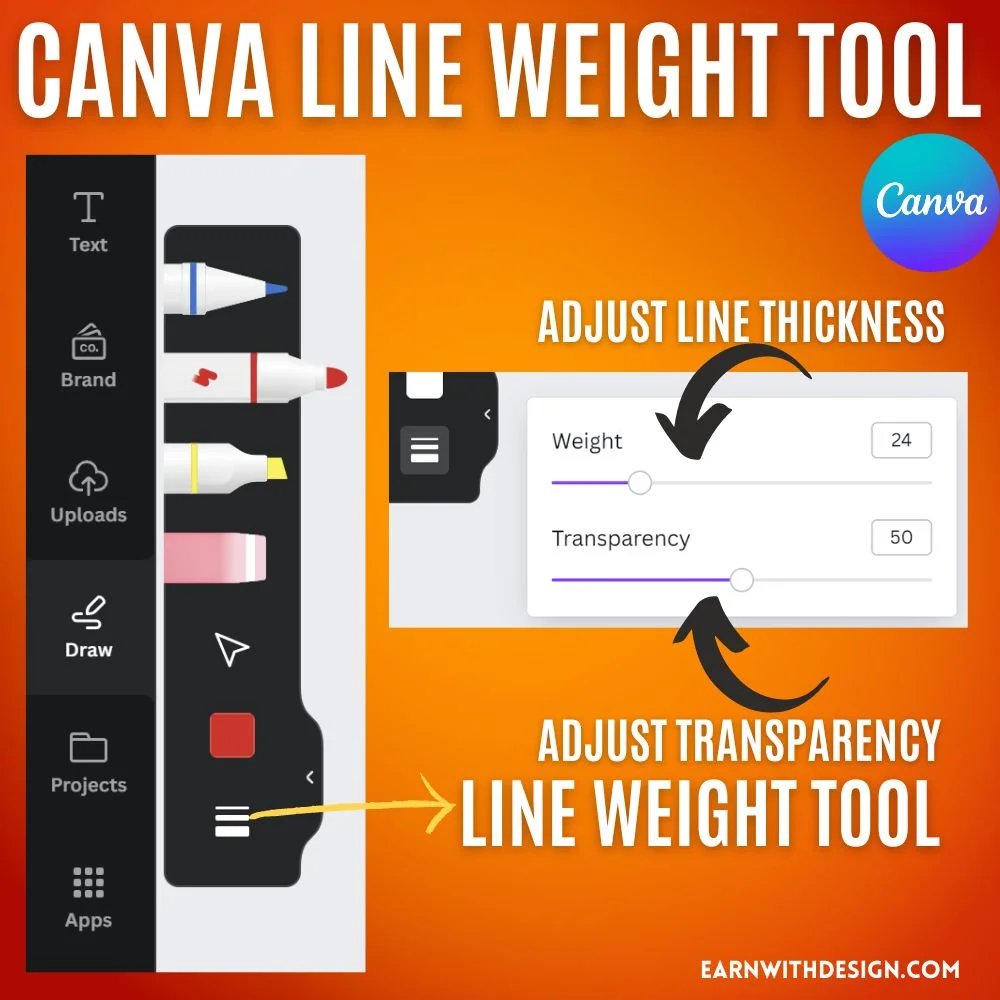 canva line weight tools canva draw tool weight line thickness line transparency line drawing line