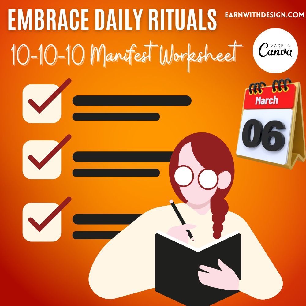 10-10-10 Manifest worksheet embrace daily rituals daily routine daily manifest worksheet
