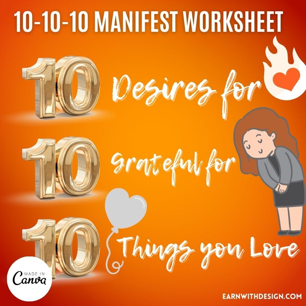 10-10-10 Manifest worksheet desired gratitude love