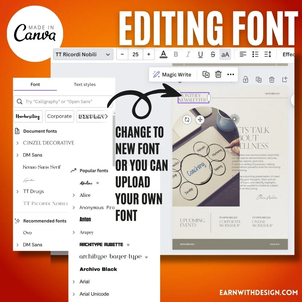 Editing Fonts, Colors, and Images 2 email marketing coaching business personal training sessions coaching session personal trainer email template