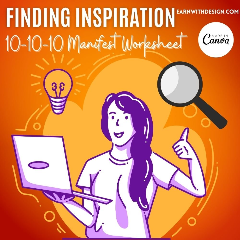 finding inspiration 10-10-10 Manifest worksheet finding inspiration canva worksheet