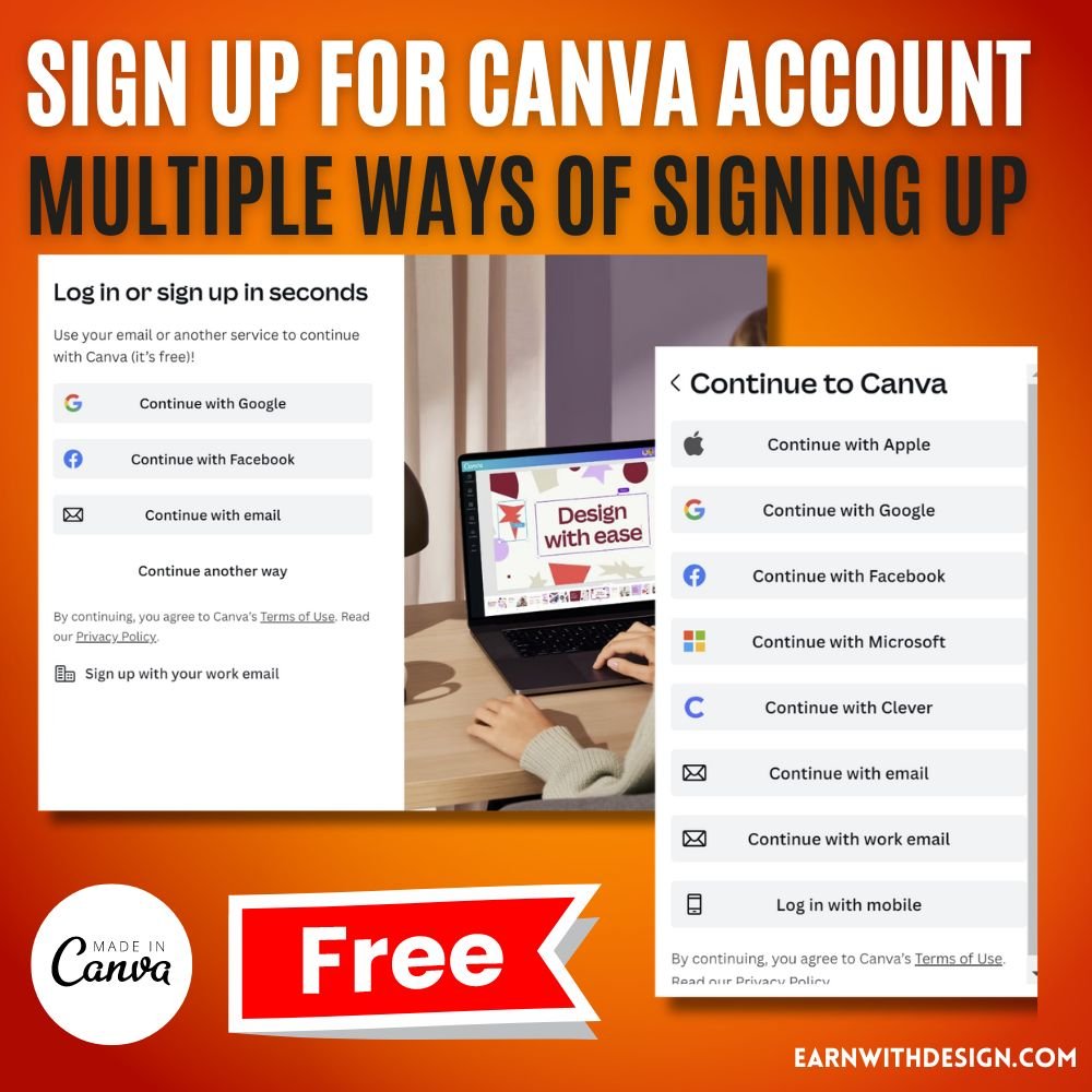 sign up canva account with email google facebook and others