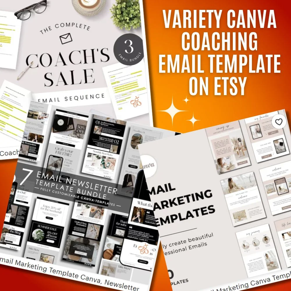 variety Canva coaching EmaiL template on etsy etsy coaching email template email marketing