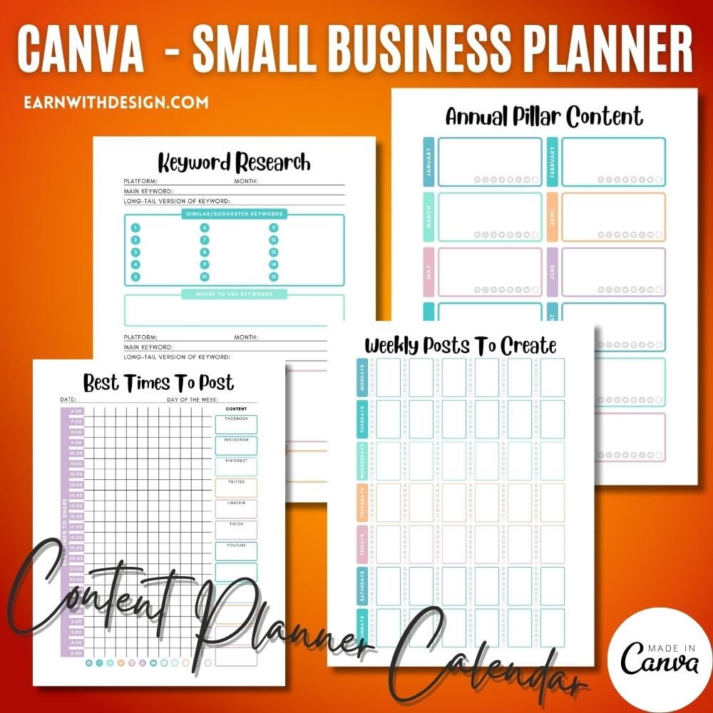 Content Planner Calendar small business owners best business planner marketing strategy