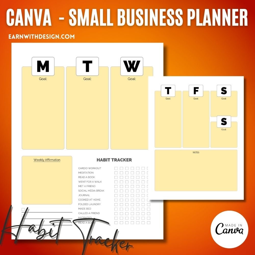 habit tracker small business owner planner productivity planner
