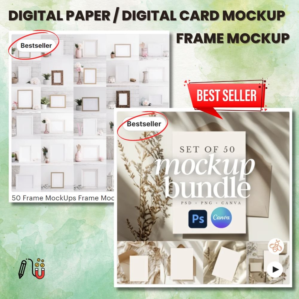 Canva Mockup digital paper digital downloads, mockup, etsy listing mockup, product mockup, ebook mockup, social media mockup, pront-on-demand mockup, digital paper mockup, video listing mockup