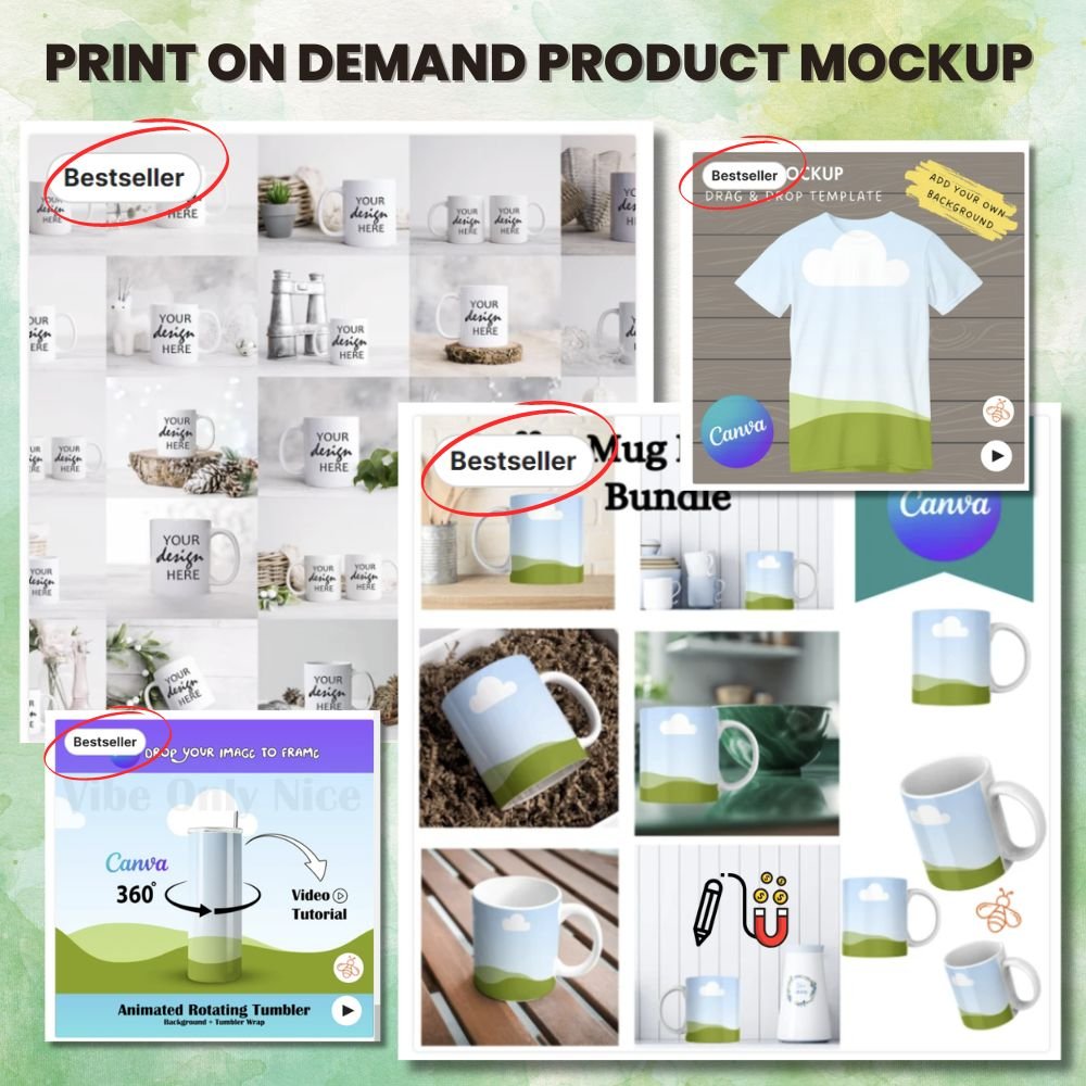 Canva Mockup print-on-demand digital downloads, mockup, etsy listing mockup, product mockup, ebook mockup, social media mockup, pront-on-demand mockup, digital paper mockup, video listing mockup