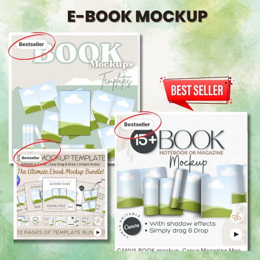 Canva Mockup e-book digital downloads, mockup, etsy listing mockup, product mockup, ebook mockup, social media mockup, pront-on-demand mockup, digital paper mockup, video listing mockup