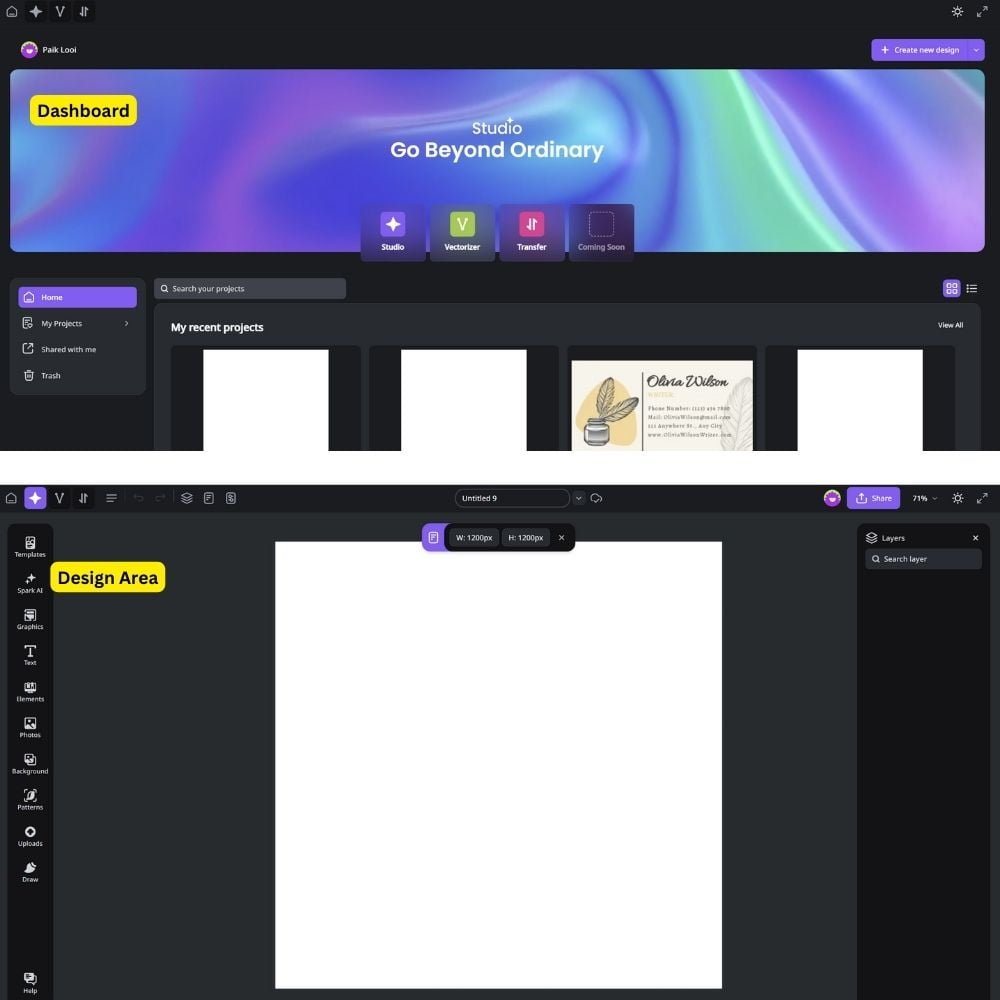 creative work, design process, design assets, CF Studio, unique features, commercial purposes,