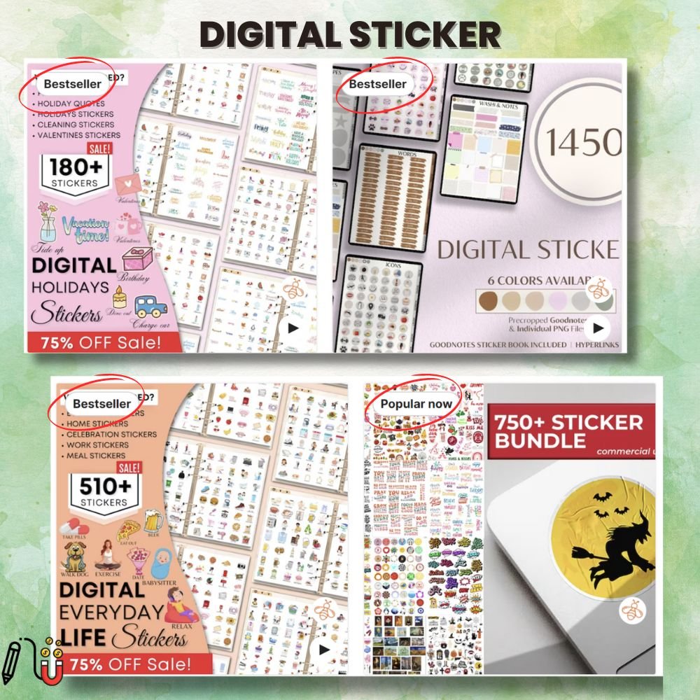 DIGITAL STICKER digital sticker, canva template, sticker template