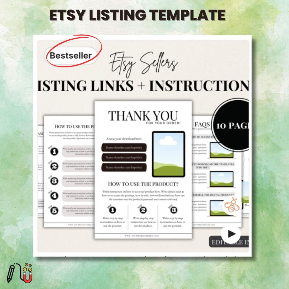ETSY LISTING TEMPLATE ETSY LISTING TEMPLATE, etsy seller, canva template