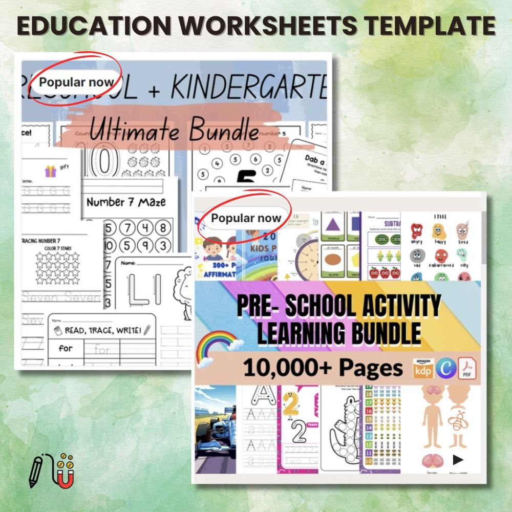 Education Worksheets template Education Worksheets template, canva template, workbook template, done-for0you workbook