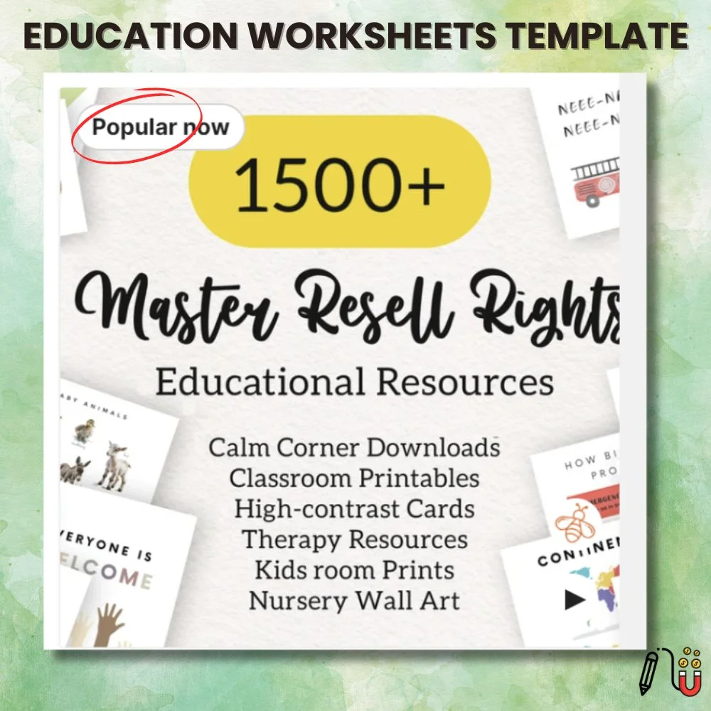Education Worksheets template (2) Education Worksheets template, canva template, workbook template, done-for0you workbook