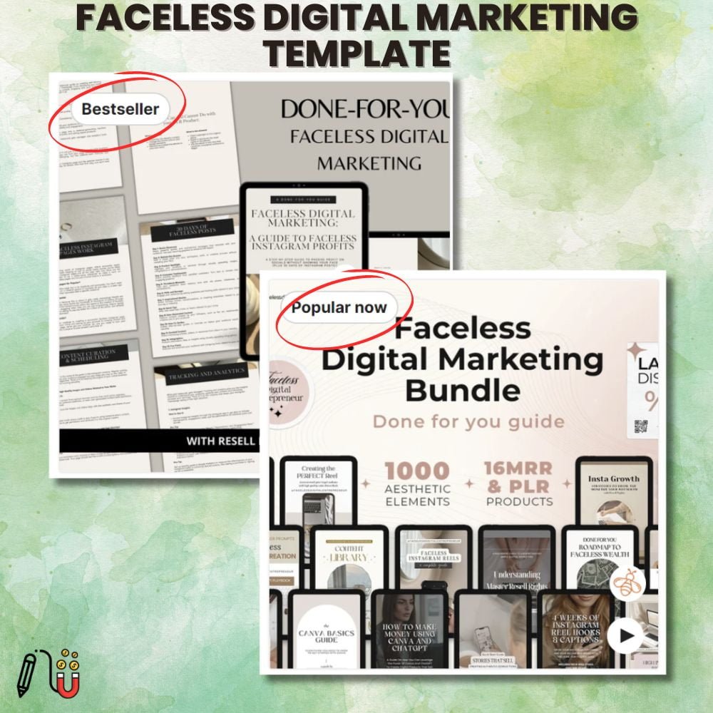 Faceless Digital Marketing template Faceless Digital Marketing template, canva template