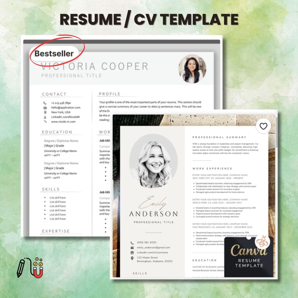 Resume _ CV template (2) resemnu template, cv template, canva template, occupation