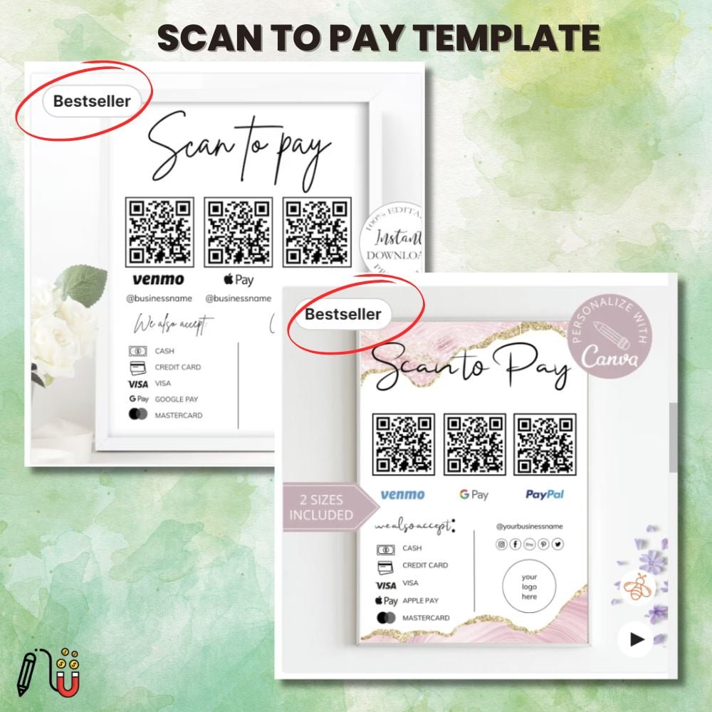 SCAN to pay template (2) scan to pay template, canva template, business template