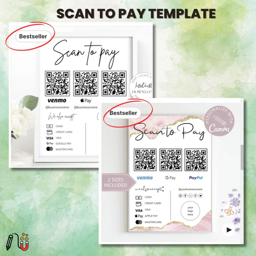 SCAN to pay template (2) scan to pay template, canva template, business template