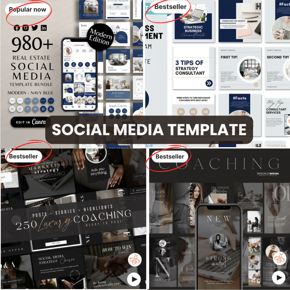 Social MEdia Template (2) Etsy shop, digital stickers, passive income, best-selling digital products, digital art, best way, great way, small business owners, good news, target audience, customer reviews, social media template
