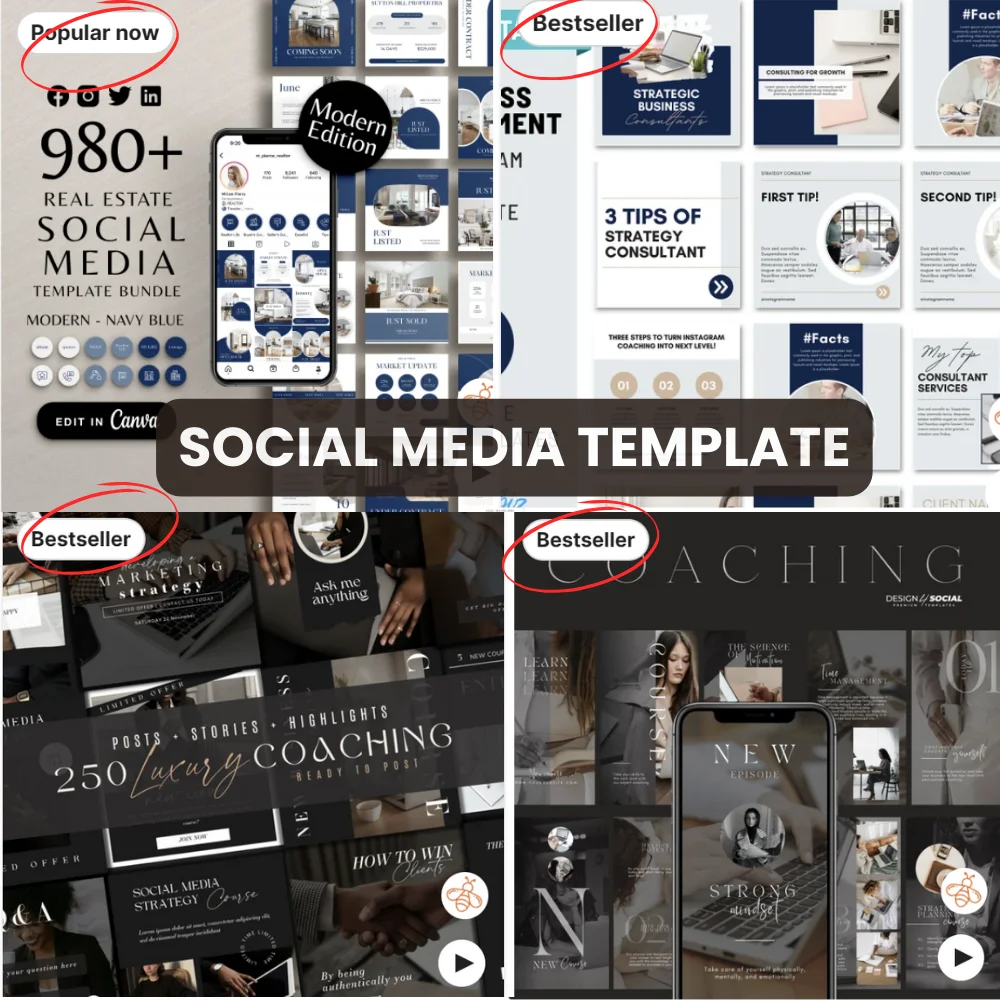 Social MEdia Template (2) Etsy shop, digital stickers, passive income, best-selling digital products, digital art, best way, great way, small business owners, good news, target audience, customer reviews, social media template