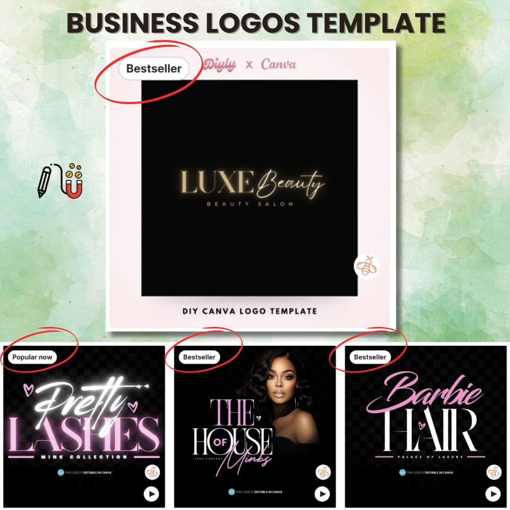business logo template (2) best digital products, online courses, physical products, best sellers, potential customers, Etsy shop, digital stickers, passive income, best-selling digital products, digital art, logo design