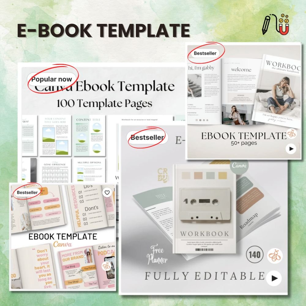 ebook template canva digital product (2) best digital products, online courses, physical products, best sellers, potential customers, Etsy shop, digital stickers, passive income, best-selling digital products, digital art