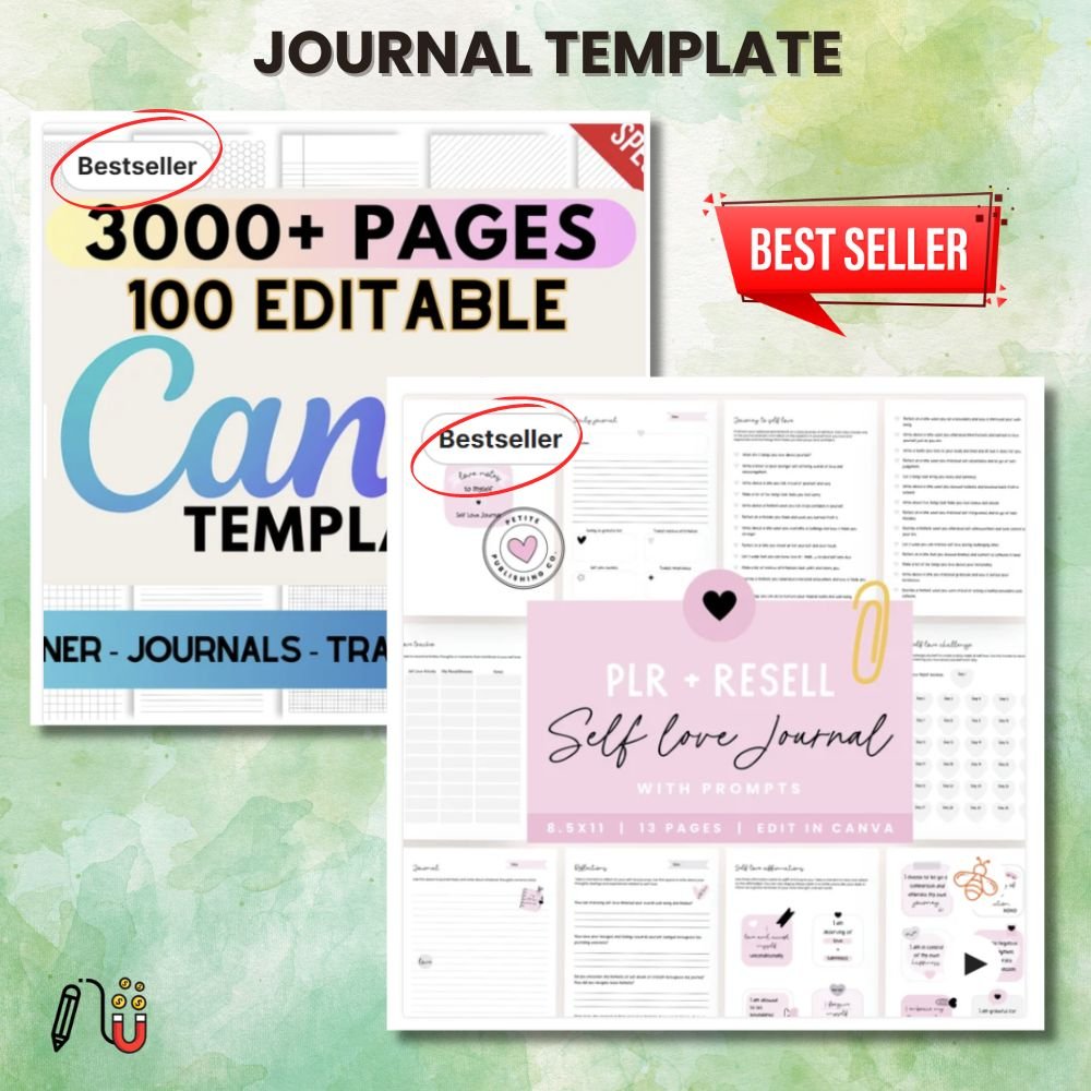 journal template journal template, canva template, digital downloads